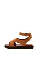 Women Brown Sandals with Buckle Detail