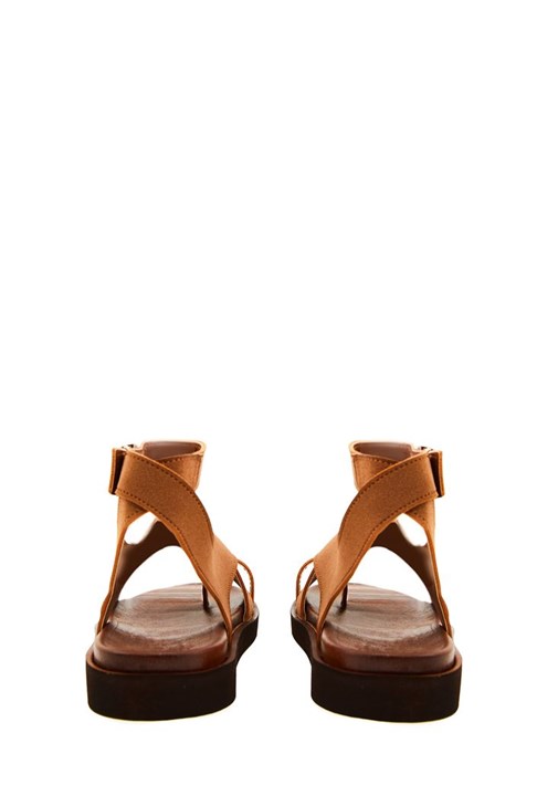 Brown Sandals with Buckle Detail Online Shopping | OXXOSHOP
