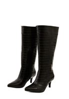 Women Black Knee-high Boots with Heels