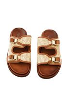 Women Brown Sandals with Buckle Detail