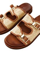 Women Brown Sandals with Buckle Detail