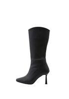 Women Black Heeled Knee High Boots