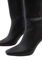 Women Black Heeled Knee High Boots