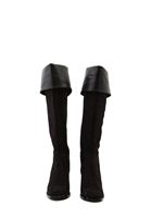 Women Black Suede Knee High Boots