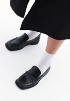 Women Black Vegan Leather Loafer