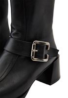 Women Black Heeled Boots with Buckle Detail