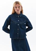 Bayan Lacivert Loose-Fit Denim Gömlek