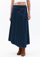 Women Navy Ultra High Rise Skirt with Asymmetrical Cut