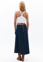 Women Navy Ultra High Rise Skirt with Asymmetrical Cut