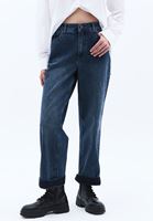 Women Blue Low Rise Boyfriend Pants