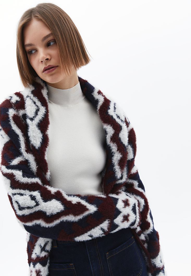 Women Mixed Jacquard Cardigan