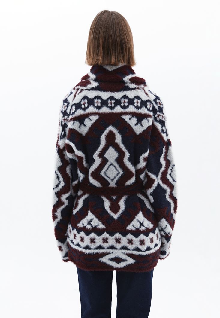 Women Mixed Jacquard Cardigan