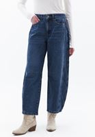 Women Blue Mid Rise Barrel Fit Denim Pants