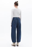 Women Blue Mid Rise Barrel Fit Denim Pants