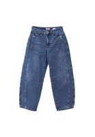 Women Blue Mid Rise Barrel Fit Denim Pants