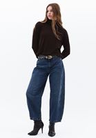 Women Blue Mid Rise Barrel Fit Denim Pants