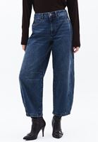 Women Blue Mid Rise Barrel Fit Denim Pants