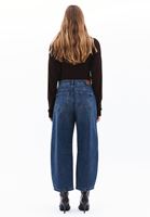 Women Blue Mid Rise Barrel Fit Denim Pants