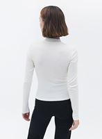 Women Cream High Neck Tshirt with Long Sleeves