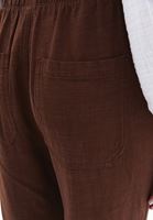 Women Brown Linen Blended Carrot Fit Pants