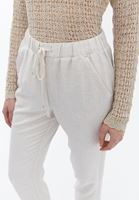 Women Beige Linen Blended Carrot Fit Pants