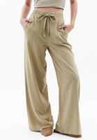 Women Green Linen Blended High Rise Wide Leg Pants