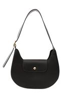 Women Black Baguette Bag with Buckle Detail