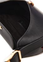 Women Black Baguette Bag with Buckle Detail