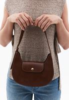 Women Brown Baguette Bag with Buckle Detail