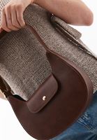 Women Brown Baguette Bag with Buckle Detail