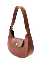 Women Brown Baguette Bag with Buckle Detail