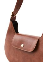 Women Brown Baguette Bag with Buckle Detail