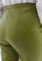 Women Green Mid Rise Vegan Leather Flared Pants