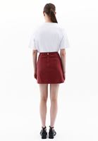 Women Red Ultra High Rise Vegan Leather Skirt