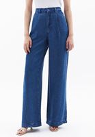 Women Blue Mid Rise Wide Leg Pants