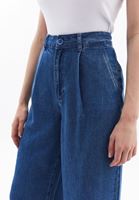 Women Blue Mid Rise Wide Leg Pants