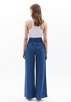 Women Blue Mid Rise Wide Leg Pants