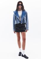 Women Blue Crop Denim Jacket