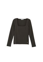 Women Green Square Neck Tshirt with Long Sleeves