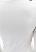 Women Cream V-Neck Tshirt with Long Sleeves