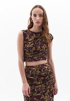 Bayan Çok Renkli Tül Detaylı Crop Top