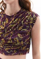 Bayan Çok Renkli Tül Detaylı Crop Top