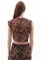 Bayan Çok Renkli Tül Detaylı Crop Top