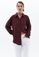 Bayan Bordo Oversize Gömlek ( MODAL )