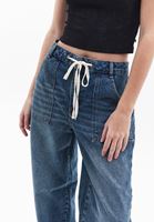 Women Blue Low Rise Barrel Fit Denim Pants