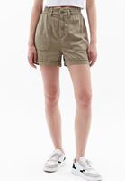 Women Green High Rise Mini Shorts