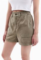 Women Green High Rise Mini Shorts