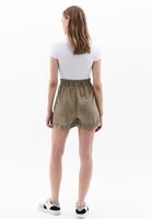 Women Green High Rise Mini Shorts