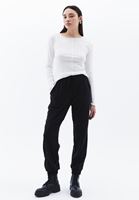 Women Black Mid Rise Jogger Pants