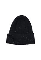 Women Black Knitted Beanie with Sequins